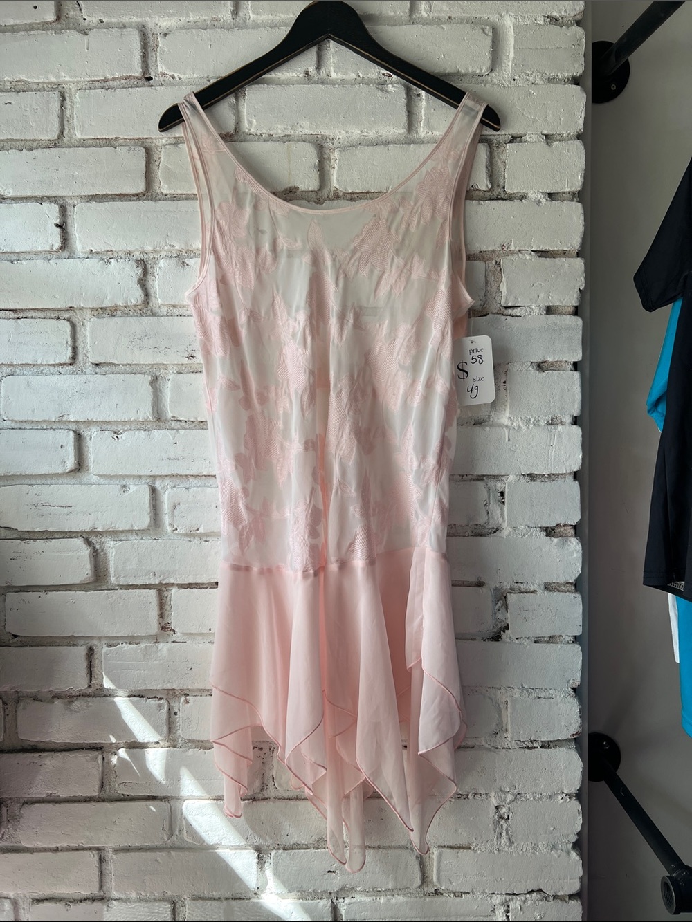 Vintage Light Pink Sheer Floral Slip Dress